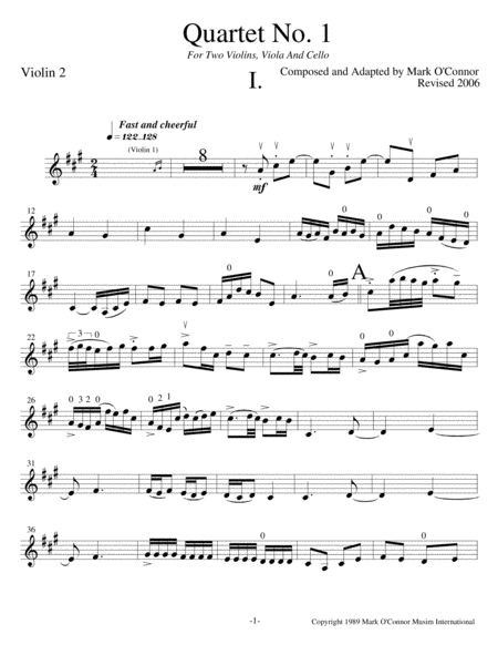 String Quartet No. 1 (violin 2 part - two vlns, vla, cel) image number null