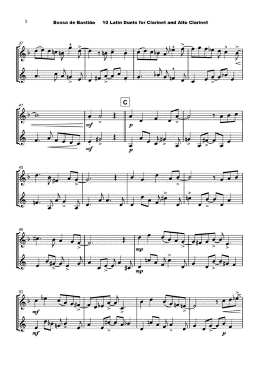 10 Latin Duets, for Clarinet and Alto Clarinet Woodwind Duet scores gallery preview page 5