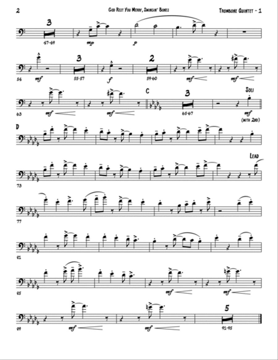 God Rest You Merry, Gentlemen (Trombone Quintet) Brass Quintet scores gallery preview page 5