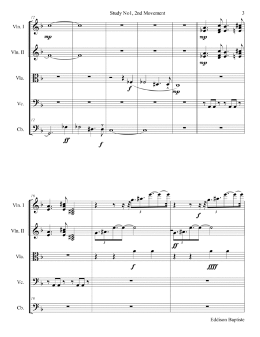 Study No1, 2nd Movement ADAGIO DOLORE String Orchestra scores gallery preview page 3