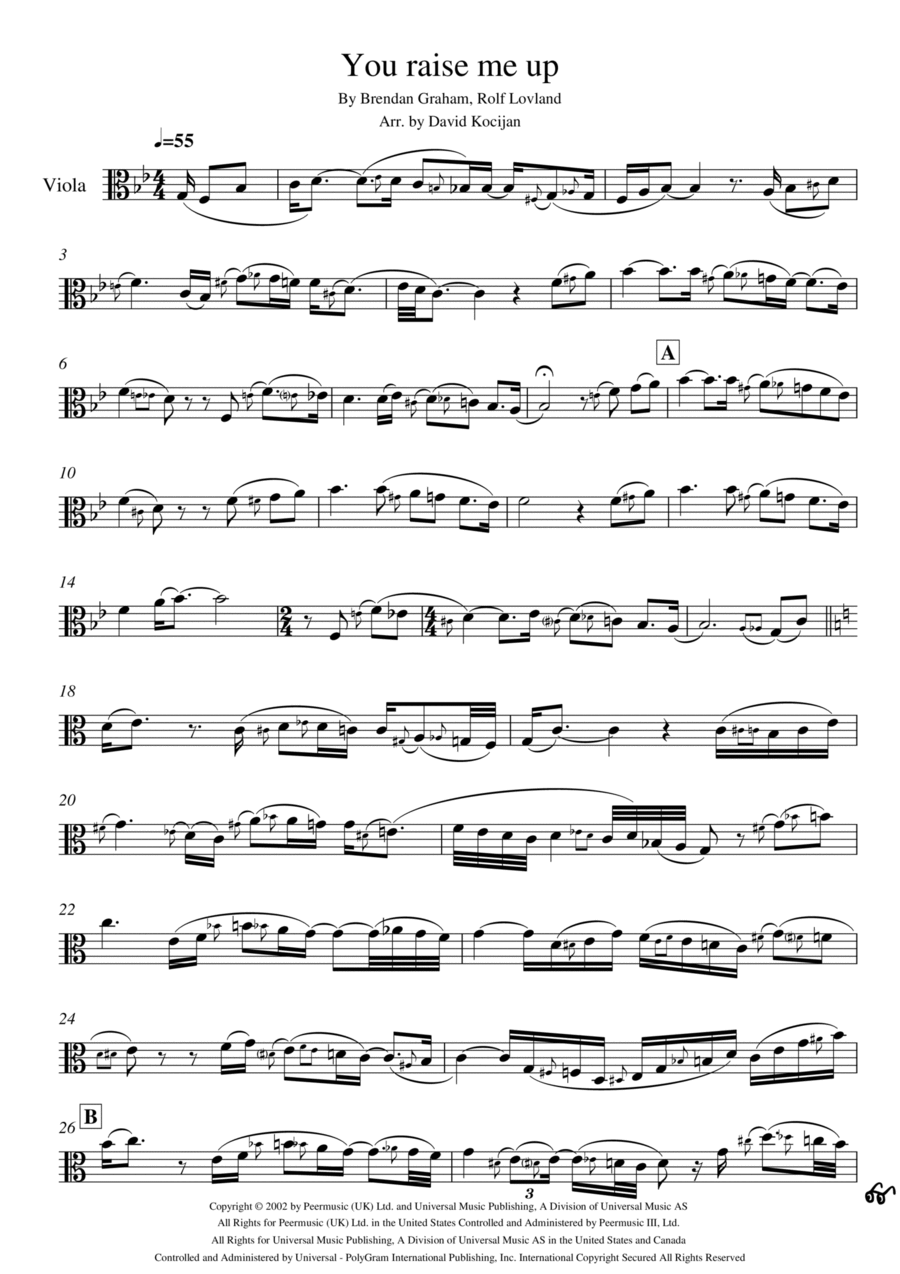 You Raise Me Up Viola Solo scores gallery preview page 1