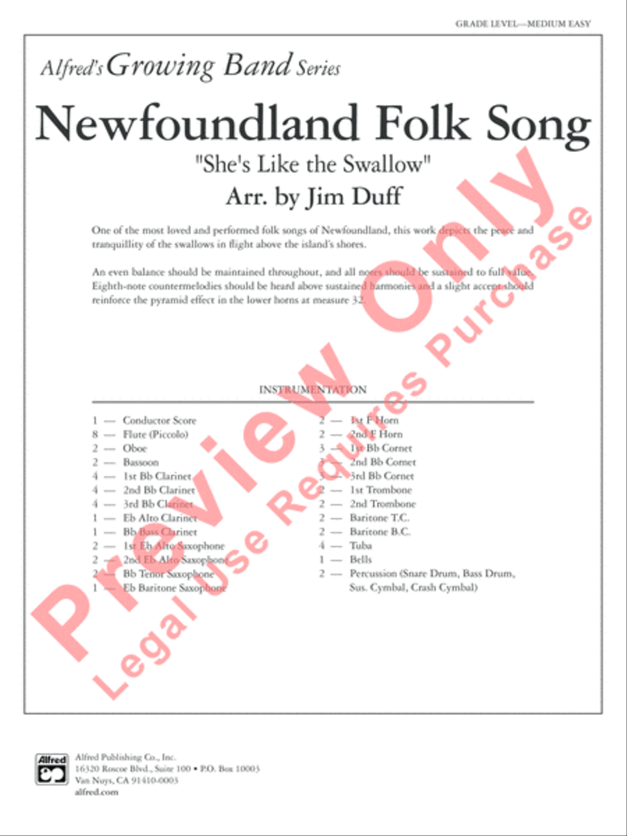 Newfoundland Folk Song Concert Band scores gallery preview page 2