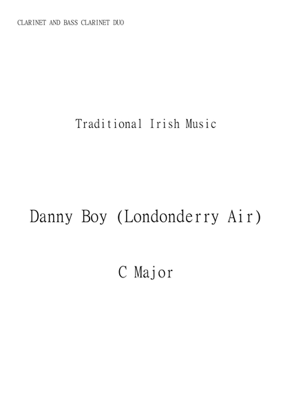 Danny Boy (Londonderry Air) for Bass Clarinet and Clarinet Duo in C major. Early Intermediate. image number null