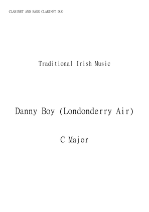 Danny Boy (Londonderry Air) for Bass Clarinet and Clarinet Duo in C major. Early Intermediate.