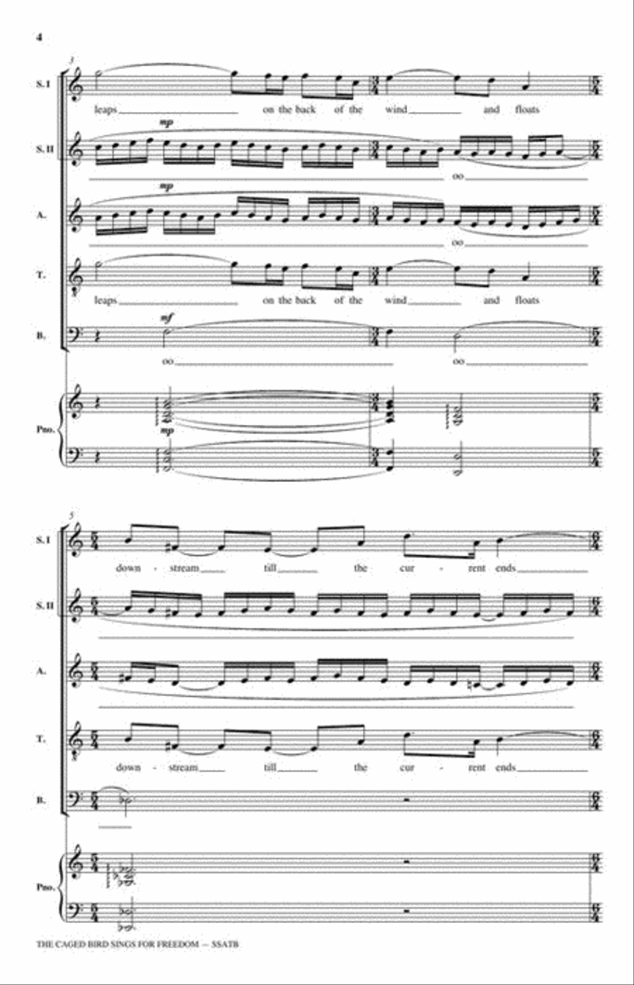 The Caged Bird Sings for Freedom Divisi scores gallery preview page 5