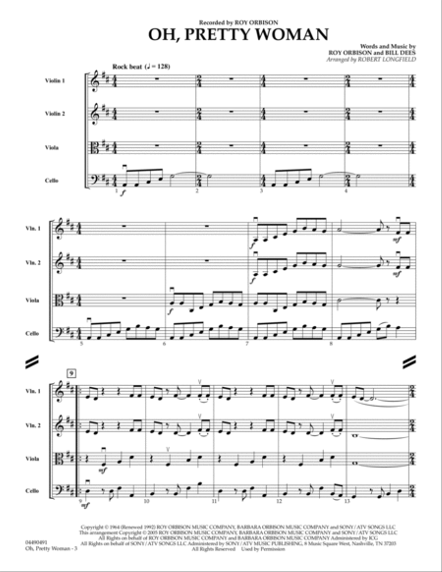 Oh, Pretty Woman - Full Score String Quartet scores gallery preview page 2