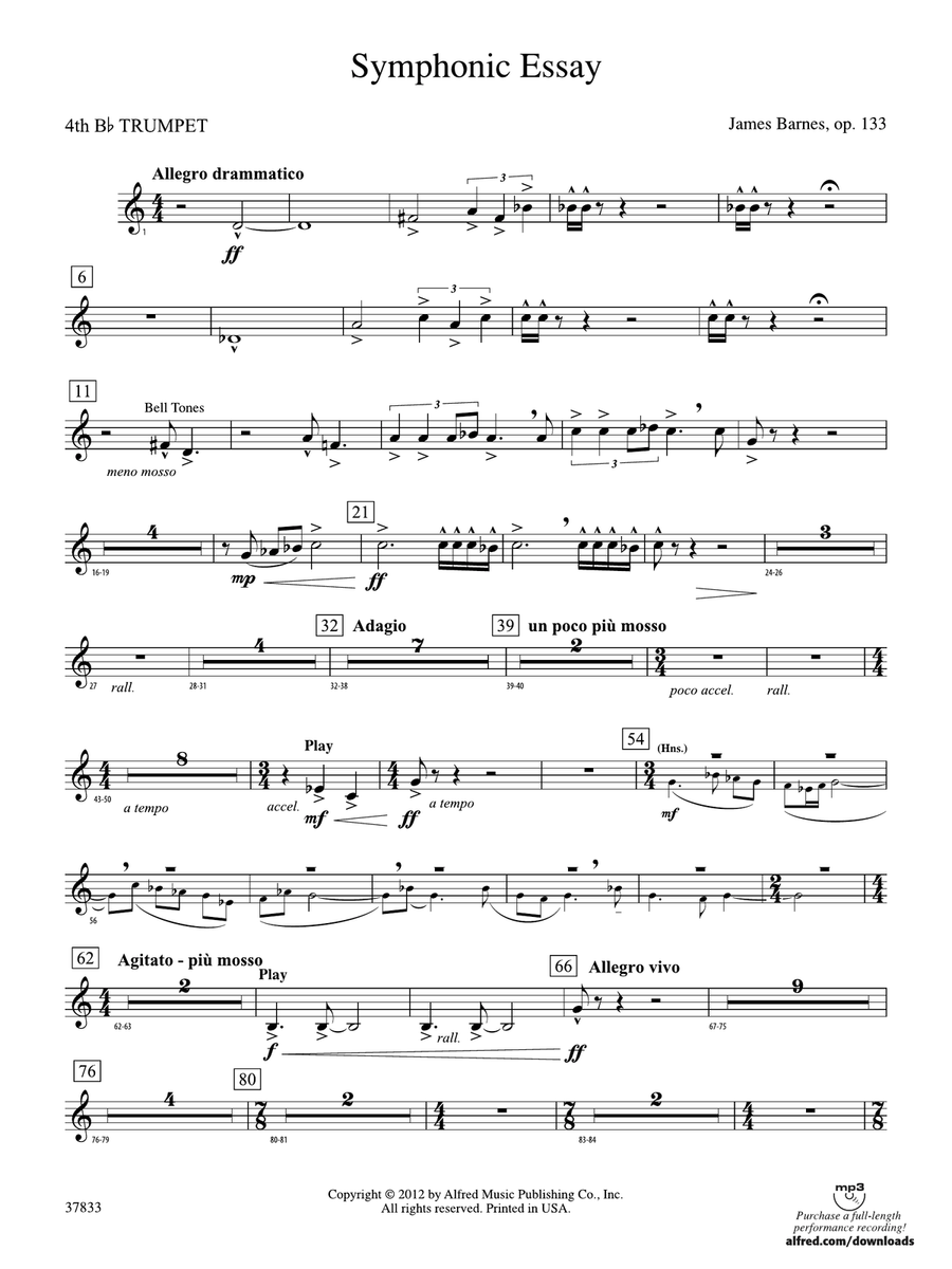 Symphonic Essay: 4th B-flat Trumpet