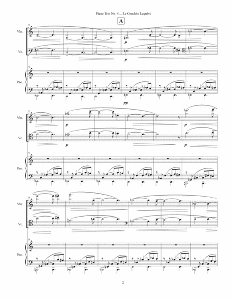 Piano Trio No. 4 ... Le Gondole Lugubri (2022) for violin, cello and piano