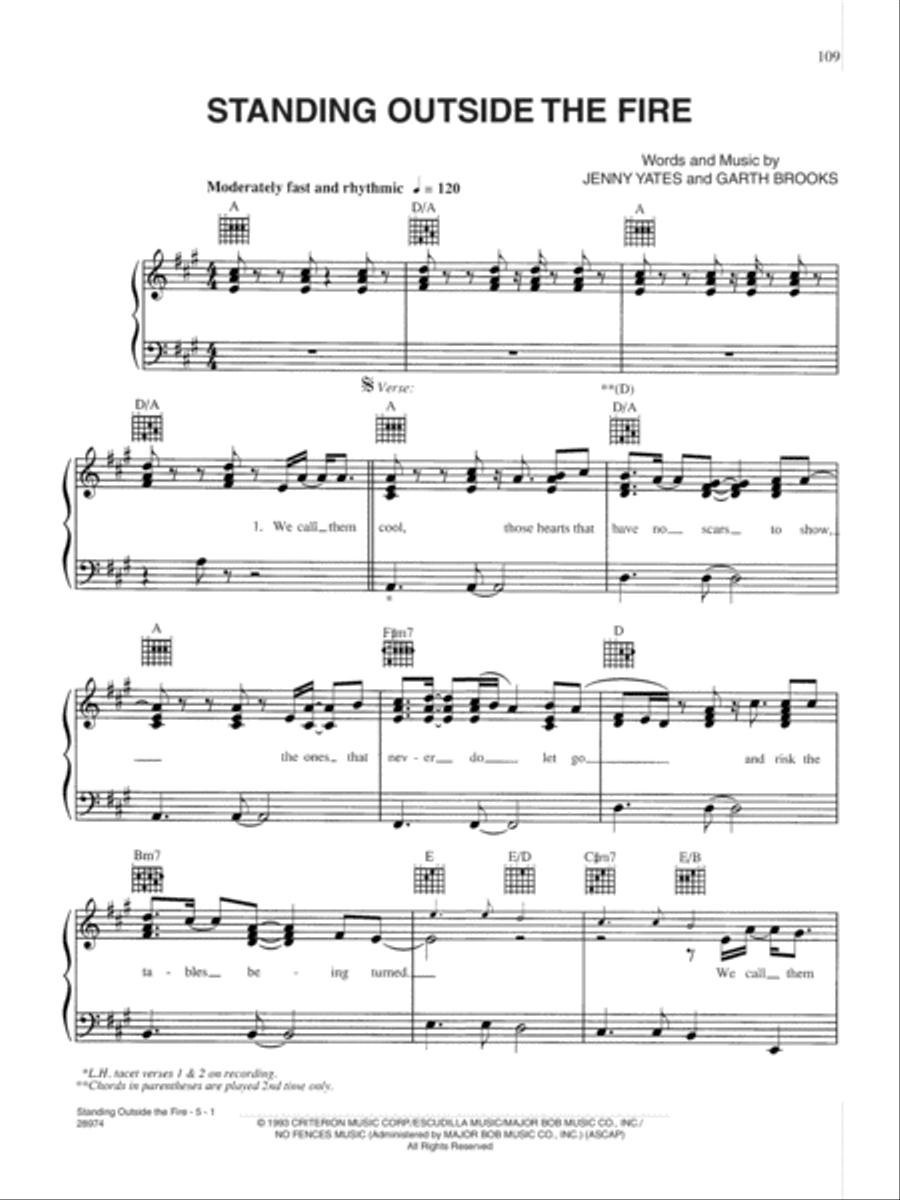 Standing Outside the Fire Piano, Vocal, Guitar scores gallery preview page 1