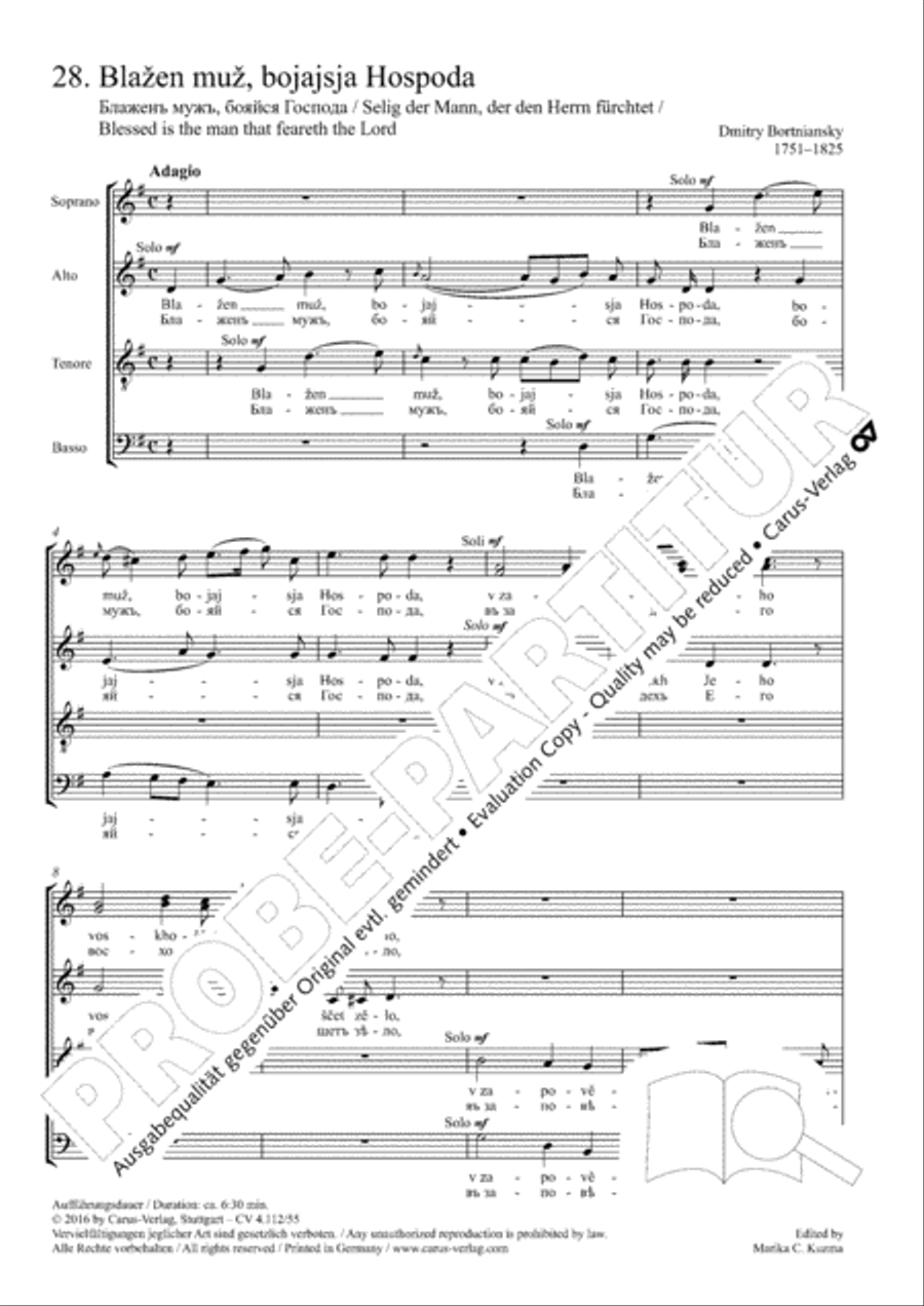 Blessed is the man that feareth the Lord (Blazen muz) 4-Part scores gallery preview page 2