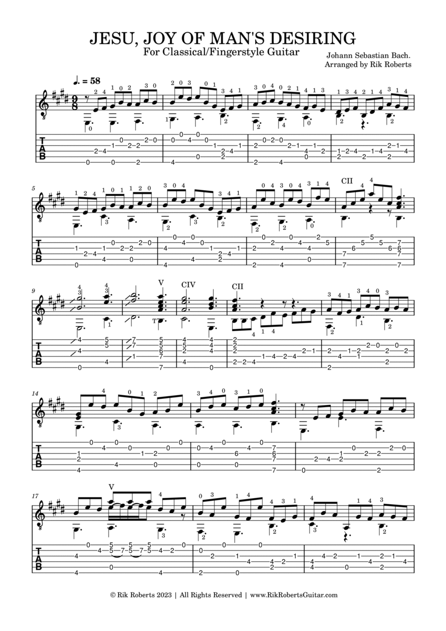 JESU, JOY OF MAN'S DESIRING Acoustic Guitar scores gallery preview page 1