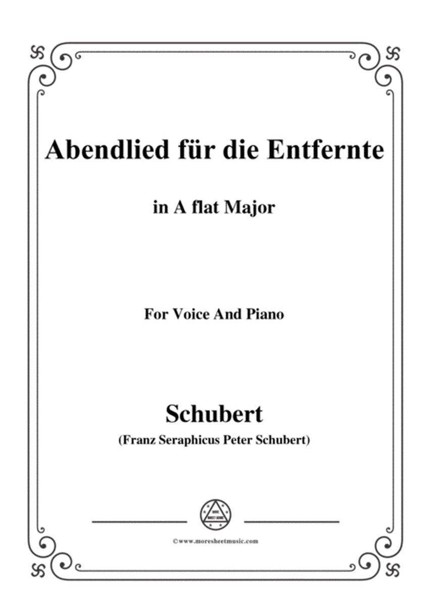 Schubert-Abendlied für die Entfernte,Op.88,in A flat Major,for Voice&Piano image number null