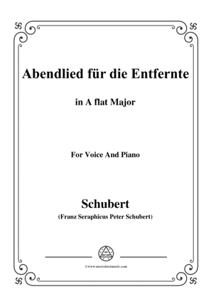 Schubert-Abendlied für die Entfernte,Op.88,in A flat Major,for Voice&Piano