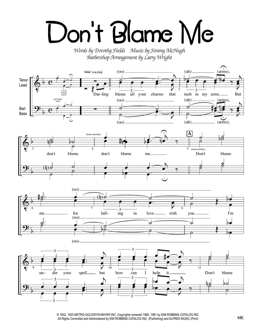 Don't Blame Me TTBB scores gallery preview page 1