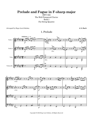 Prelude and Fugue in F-sharp major BWV 858 for String Quartet (original key)