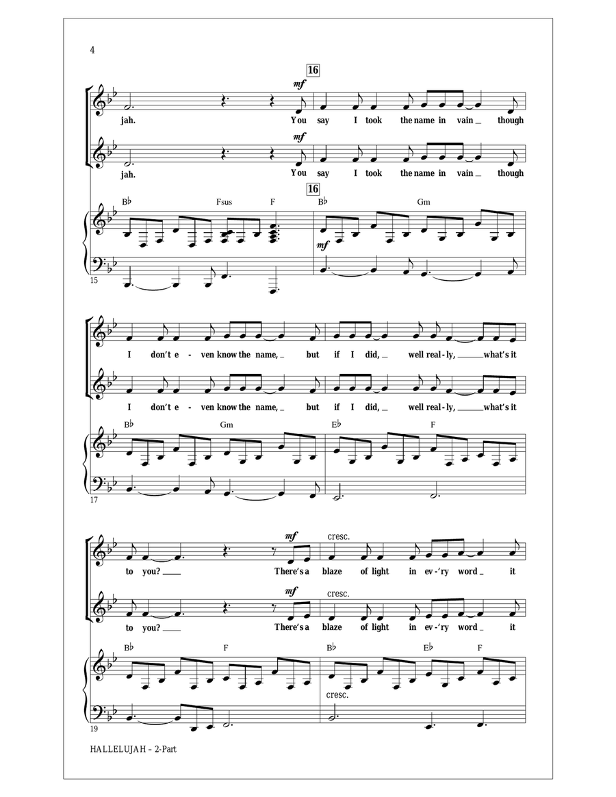 Hallelujah (arr. Roger Emerson) 2-Part scores gallery preview page 3