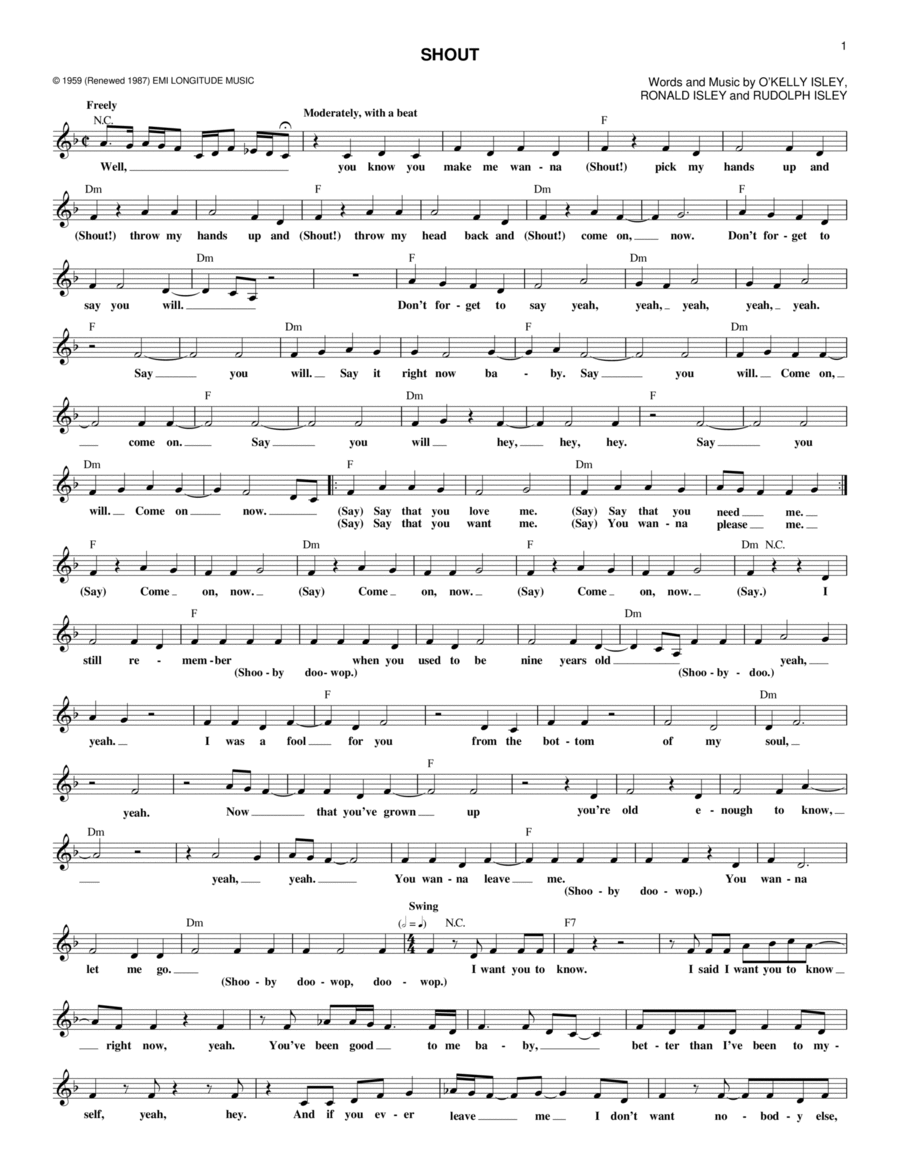 Shout Shout Piano scores gallery preview page 1