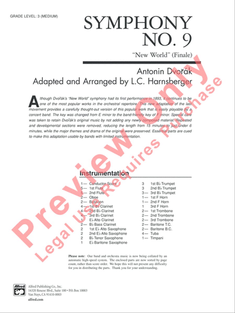 Symphony No. 9 New World, Finale Concert Band scores gallery preview page 2