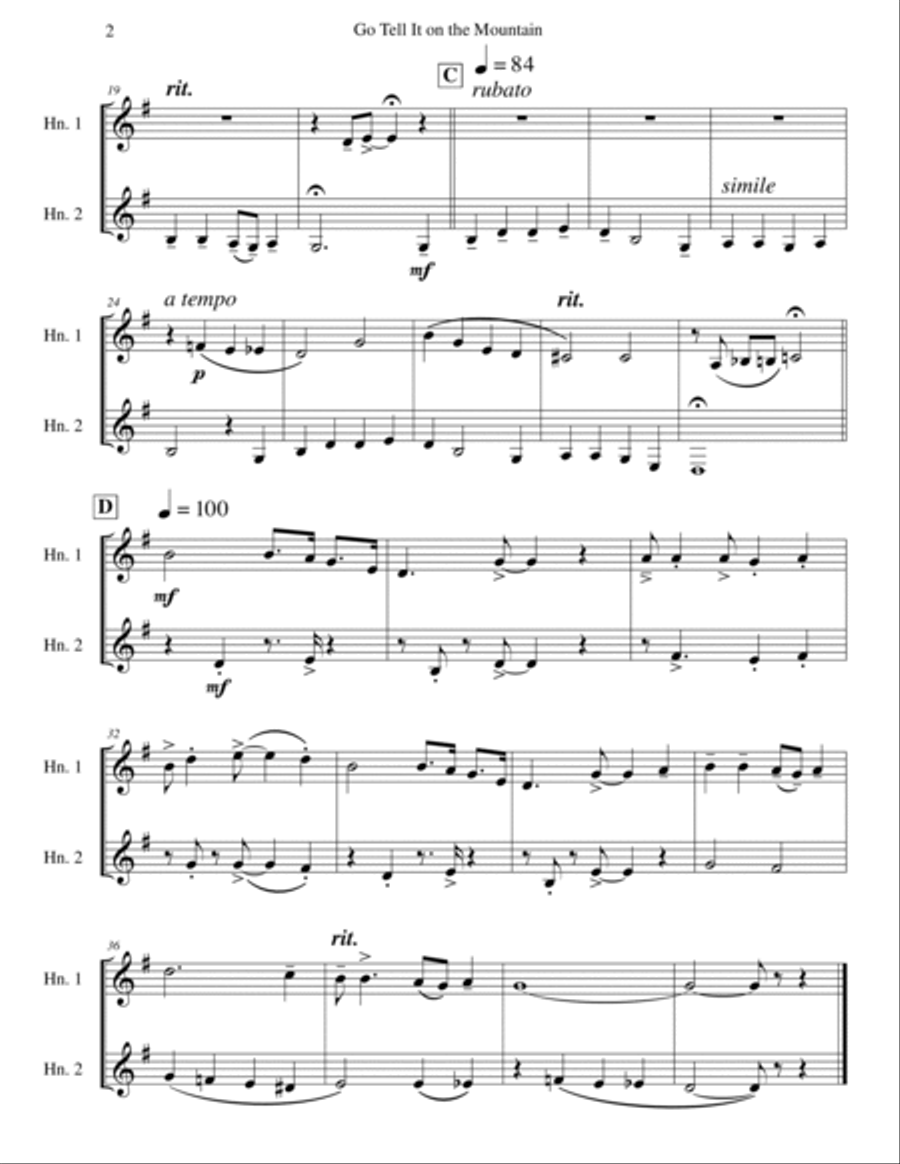 Go Tell It on the Mountain Brass Duet scores gallery preview page 2