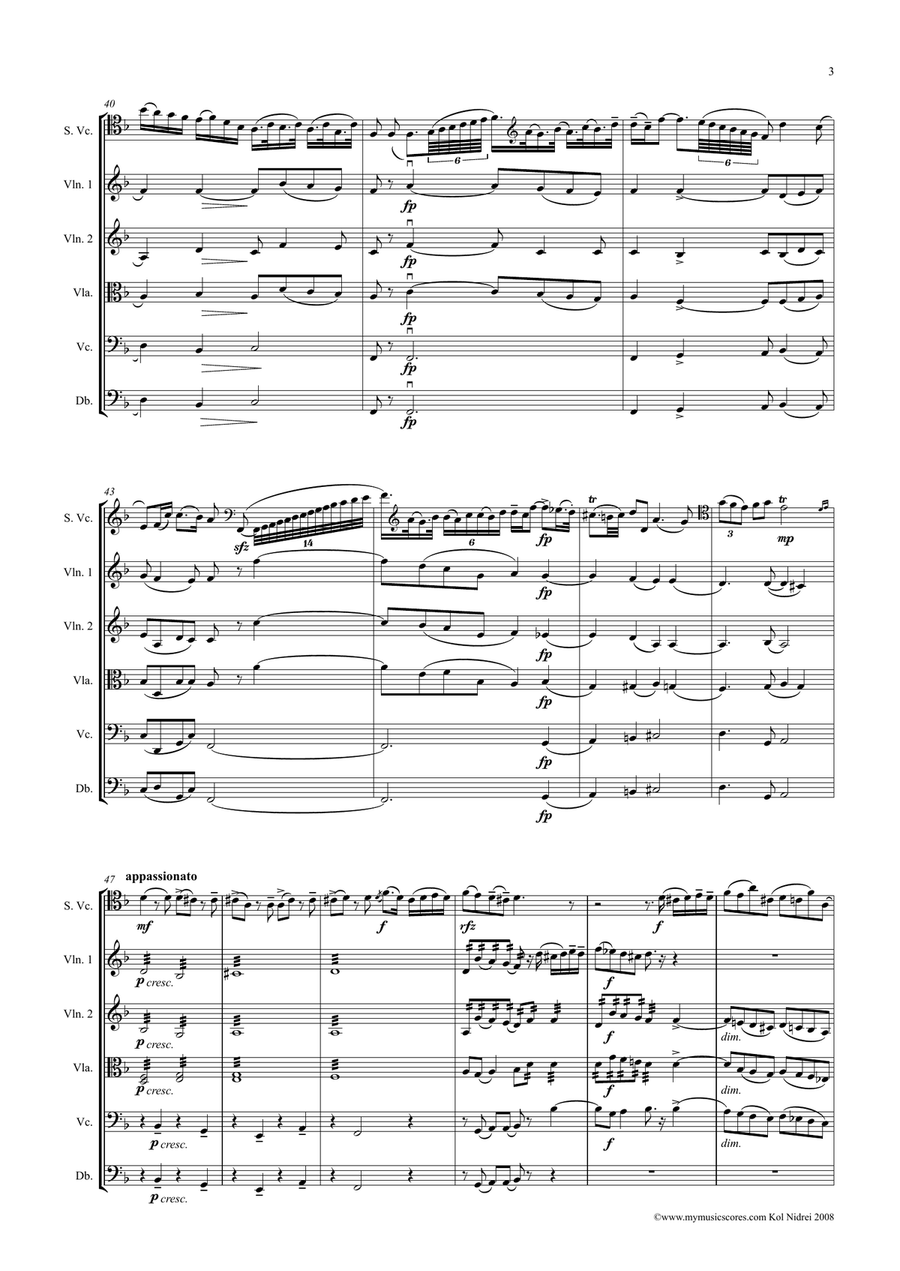 Bruch Kol Nidrei for Cello and String Orchestra String Orchestra scores gallery preview page 4