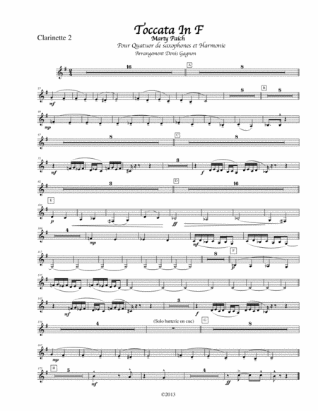 Toccata in F (Pour orchestre d'Harmonie et 4tuor de Saxophones) image number null
