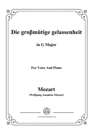 Mozart-Die groβmütige gelassenheit,in G Major,for Voice and Piano