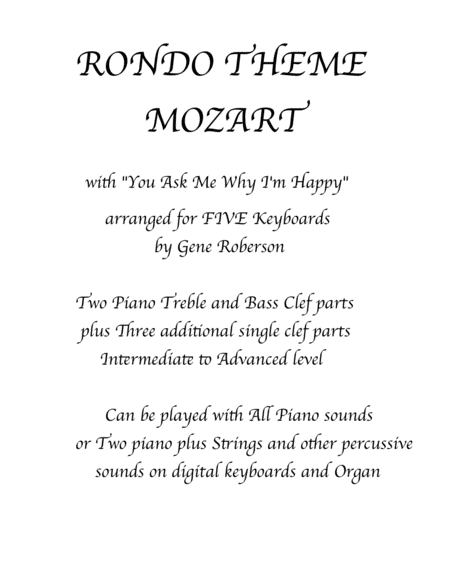 Rondo by Mozart for Five Pianos (Keyboards)