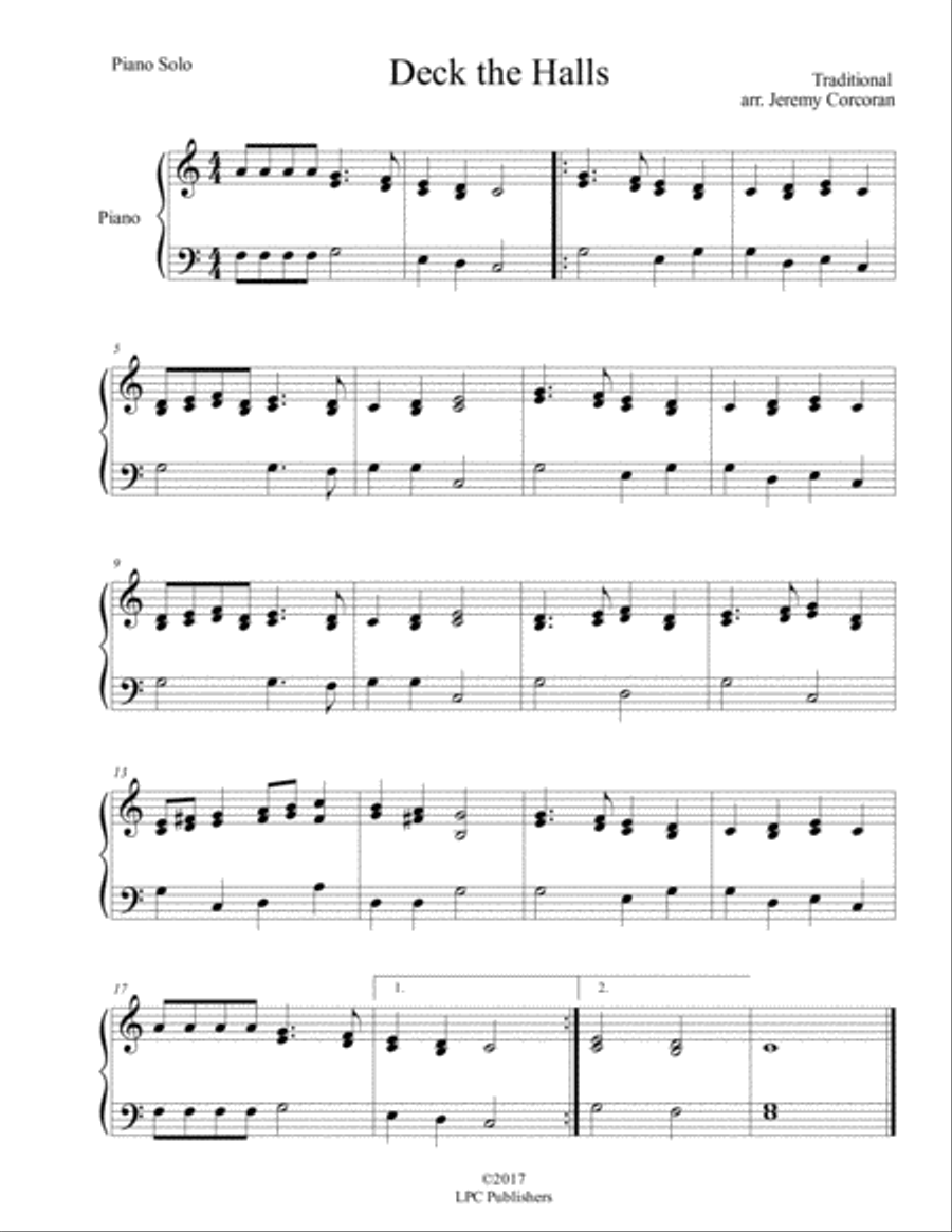 Deck the Halls Piano Solo Piano Method scores gallery preview page 1