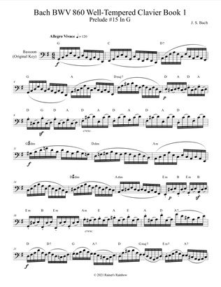 Bach BWV 860 Well Tempered Clavier Prelude #15 In G Bassoon Studies