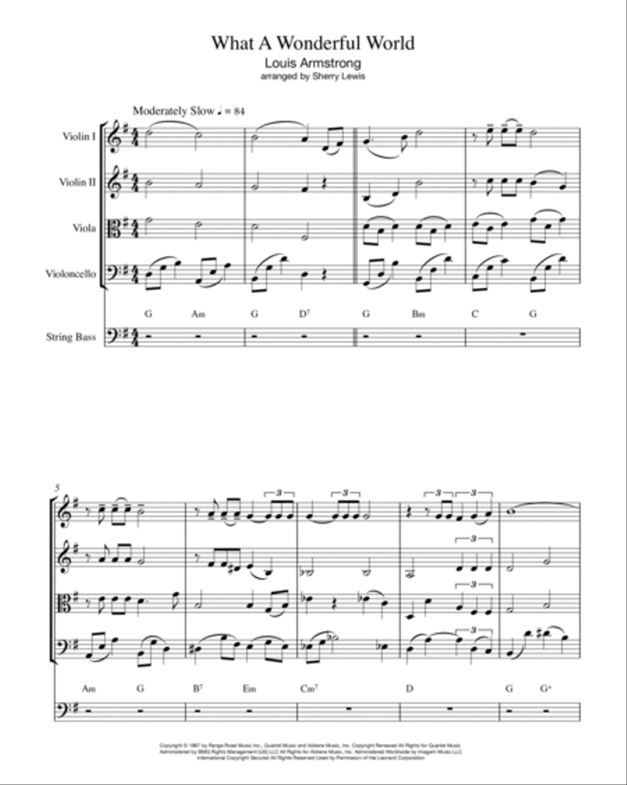 What A Wonderful World String Quintet scores gallery preview page 4