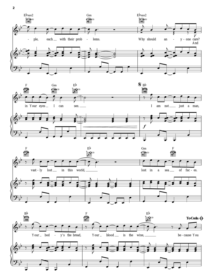 Sea Of Faces Piano, Vocal, Guitar scores gallery preview page 2