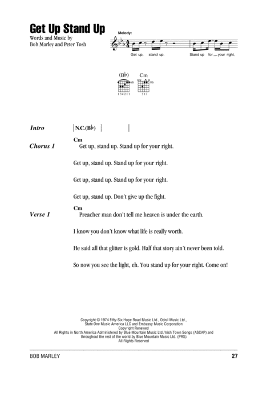 Get Up Stand Up Acoustic Guitar scores gallery preview page 1