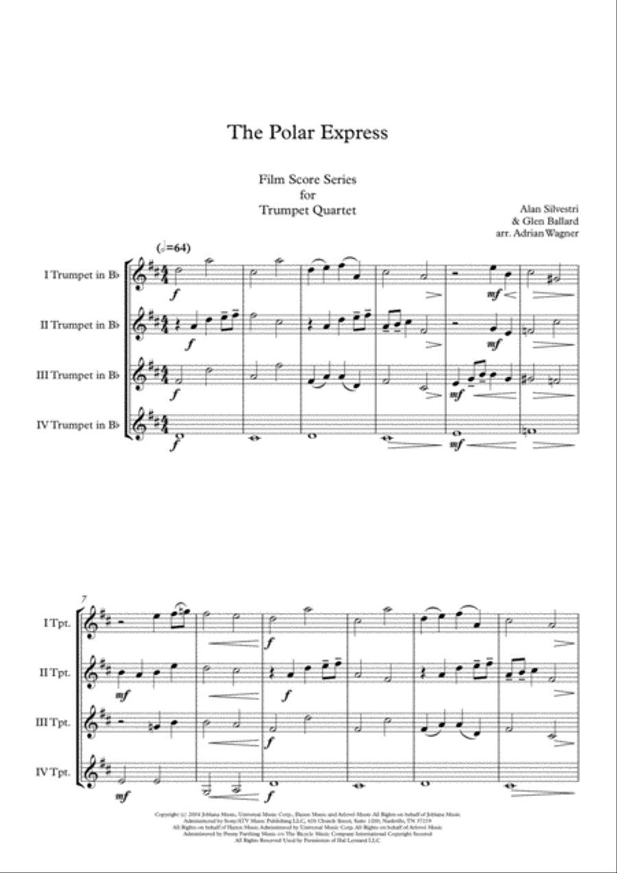 The Polar Express from Warner Bros. Pictures' THE POLAR EXPRESS Brass Quartet scores gallery preview page 3