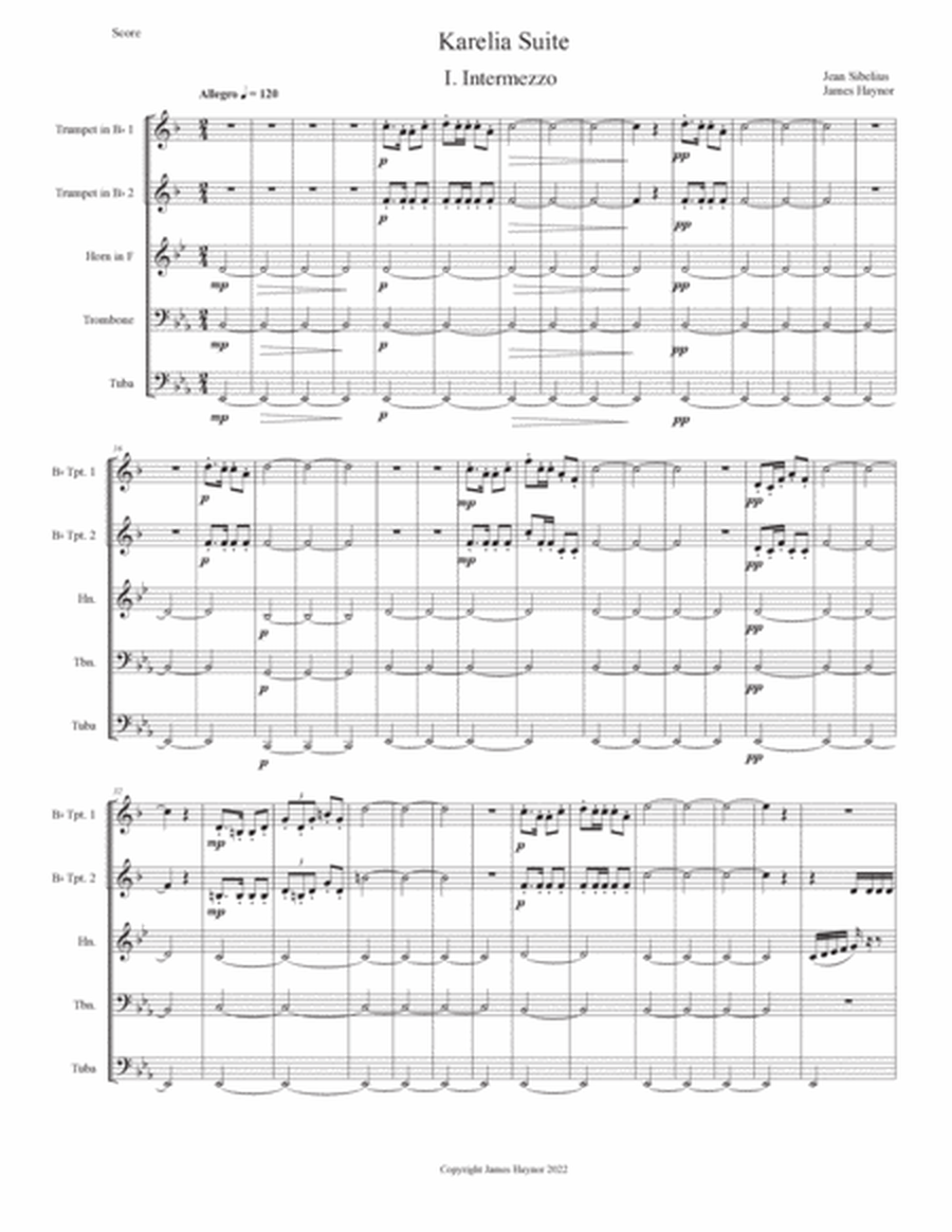 Karelia Suite for Brass Quintet image number null