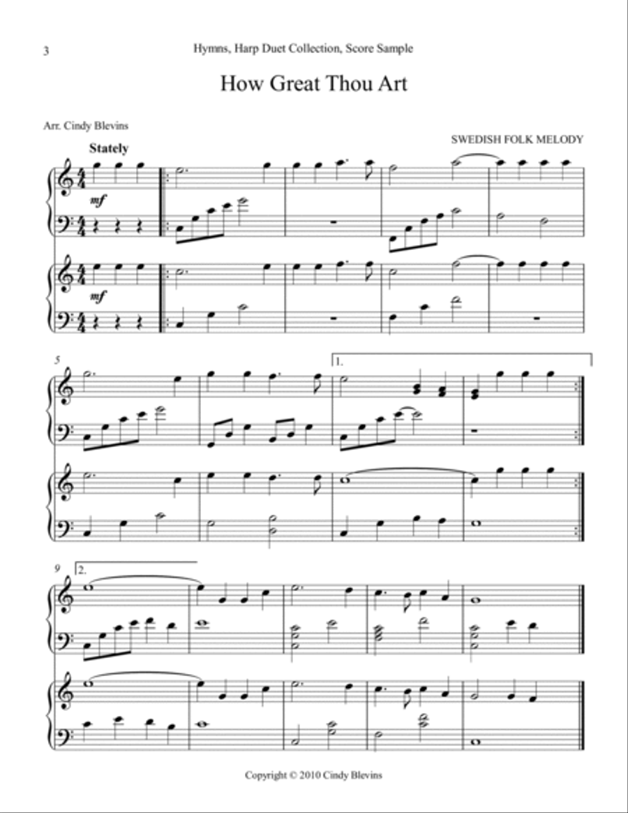 Hymns, Harp Duet Collection (10 arrangements) Harp scores gallery preview page 4