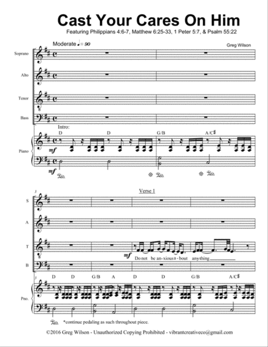 Cast Your Cares On Him 4-Part scores gallery preview page 1
