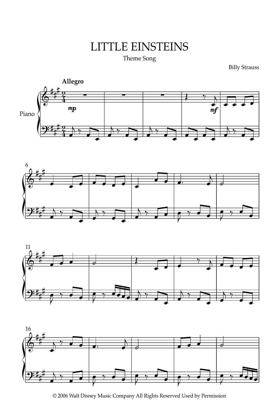 The Little Einstein Theme Song Piano, Vocal scores gallery preview page 1