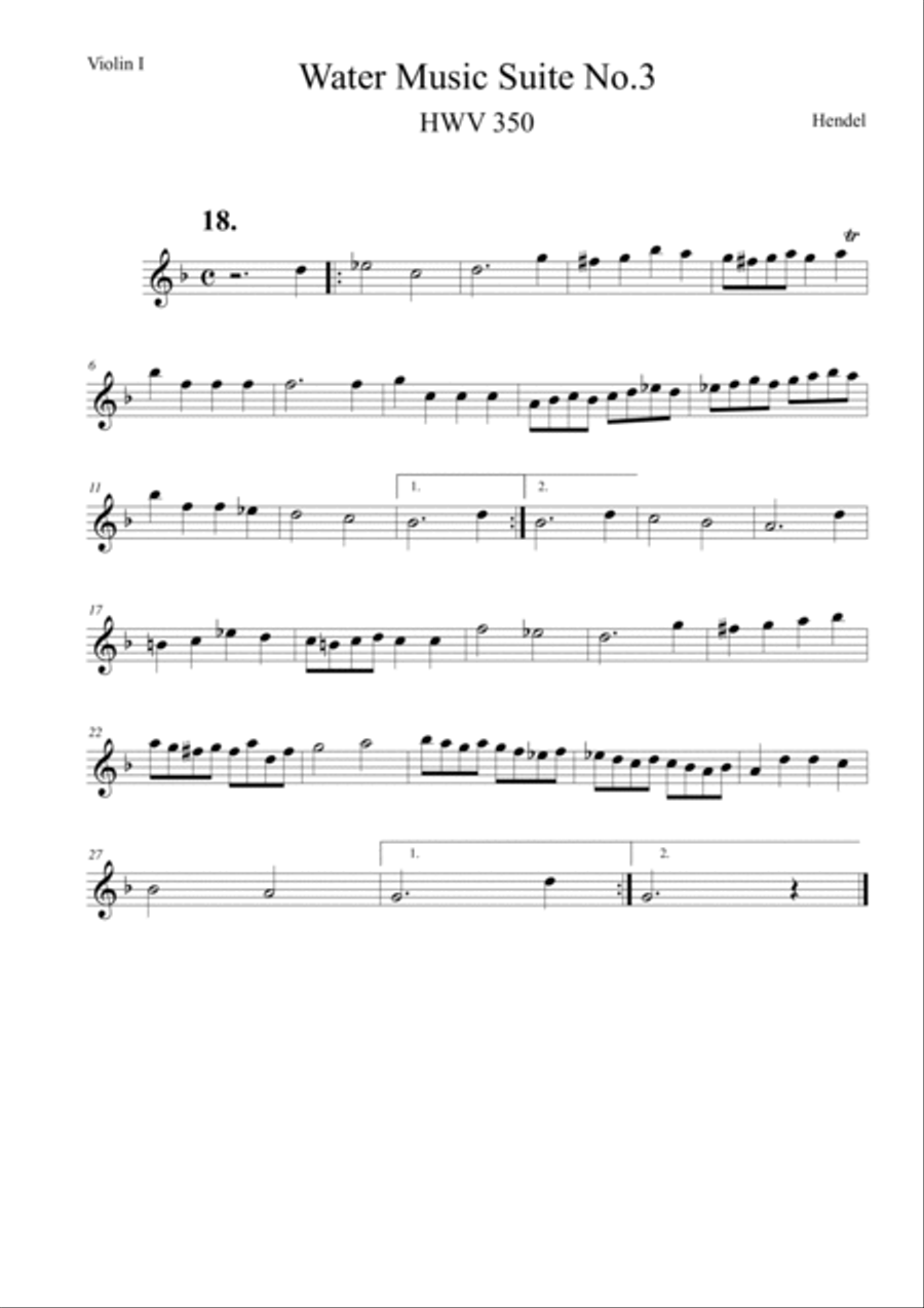 Water Music Suite No.3 18 HWV 350 String Quartet scores gallery preview page 3