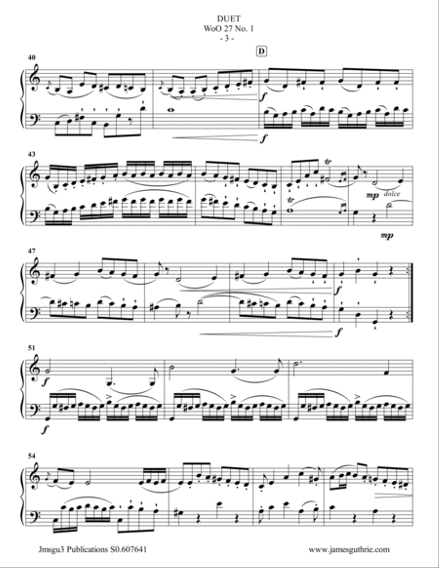 Beethoven: Duet WoO 27 No. 1 for Trumpet & Bass Trombone Brass Duet scores gallery preview page 3