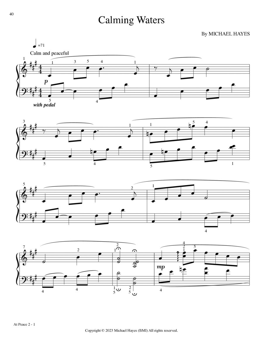 Calming Waters - From 24 Short Piano Pieces in All Keys Piano Solo scores gallery preview page 1