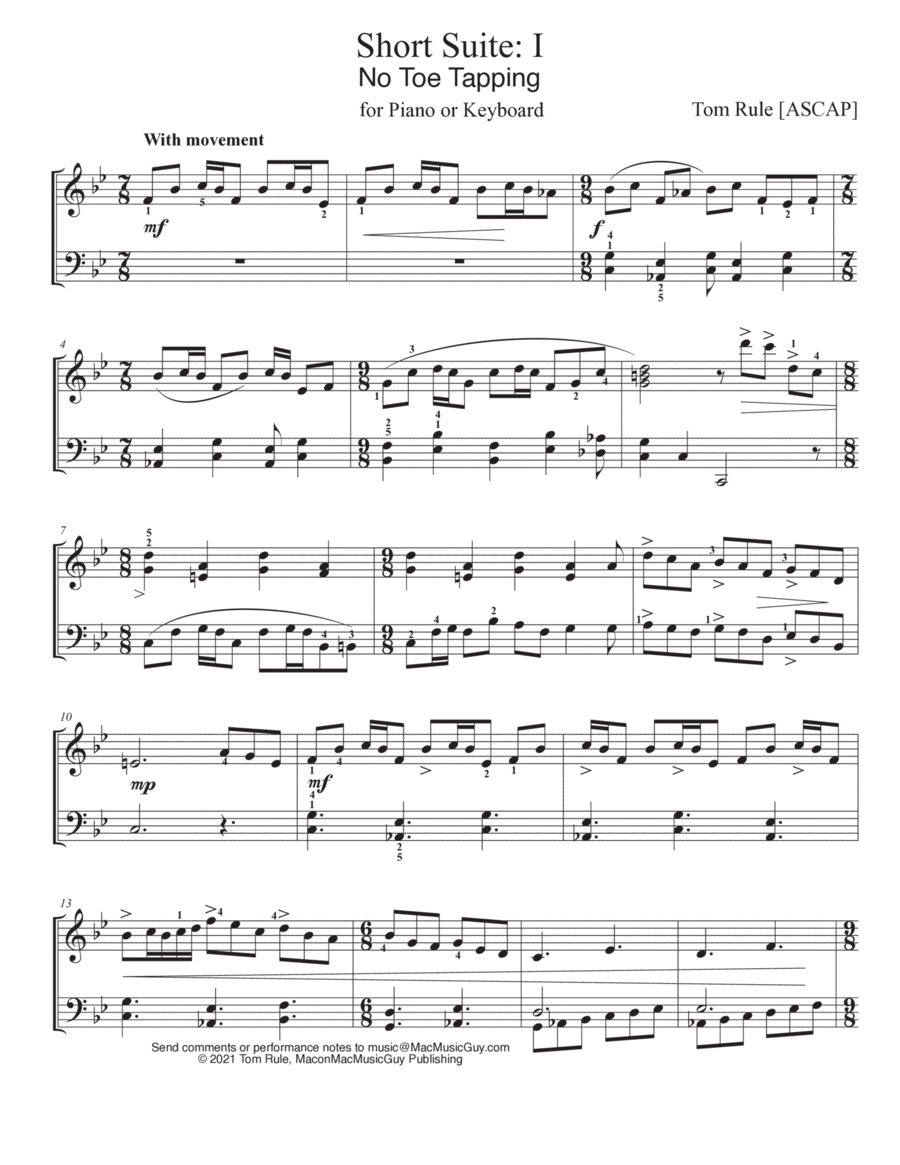 Short Suite - all 3 movements Piano Method scores gallery preview page 1
