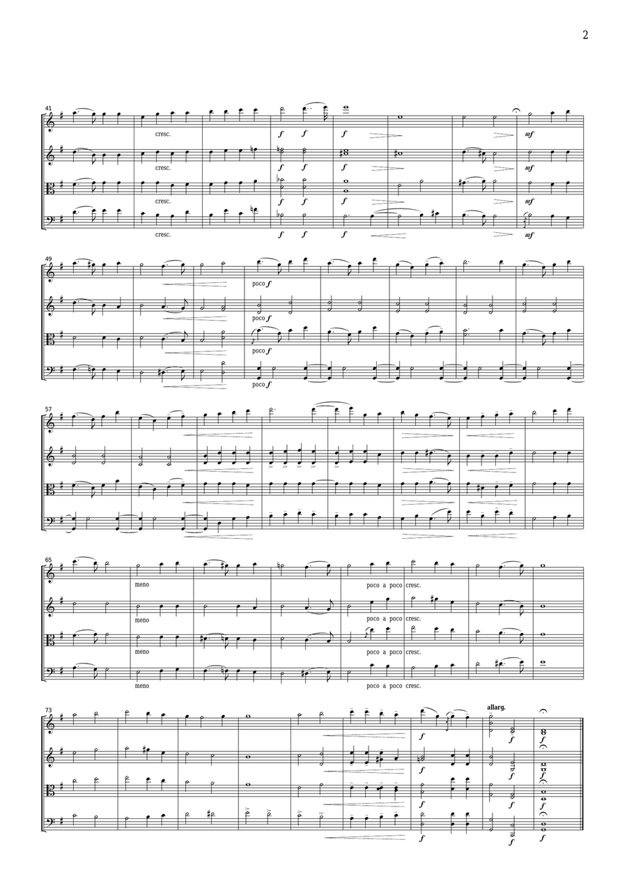 Sibelius Andante festivo, for string quartet, CS601 String Quartet scores gallery preview page 2