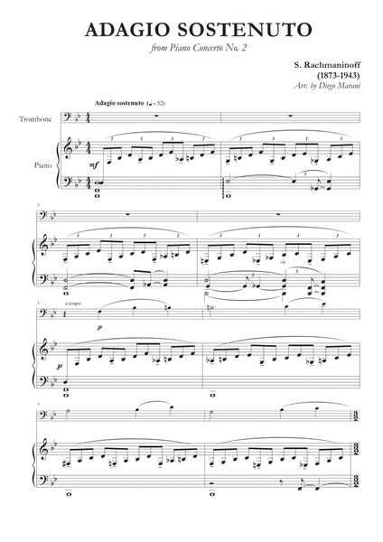 Adagio Sostenuto from "Piano Concerto No. 2" for Trombone and Piano image number null