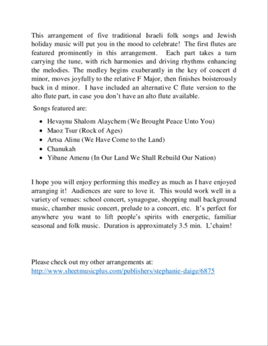 Hebrew Holiday for Flute Choir Flute Choir scores gallery preview page 2