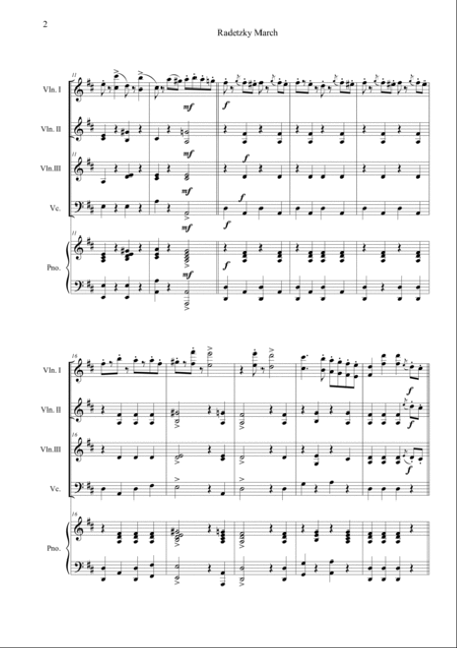Radetzky Marsch Piano Quintet scores gallery preview page 2