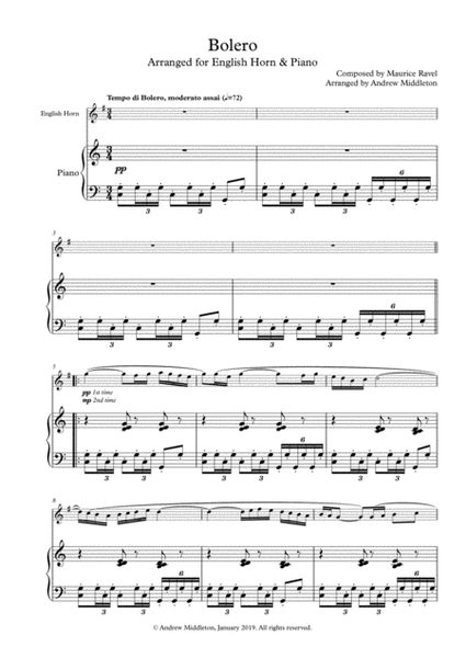 Bolero arranged for English Horn & Piano image number null