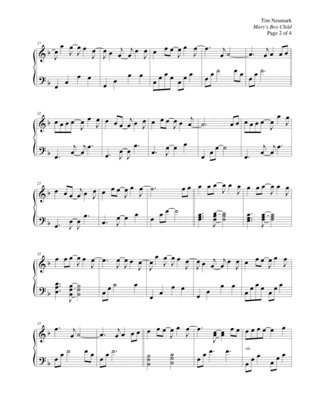 Mary's Boy Child (solo piano, arr. Tim Neumark) image number null