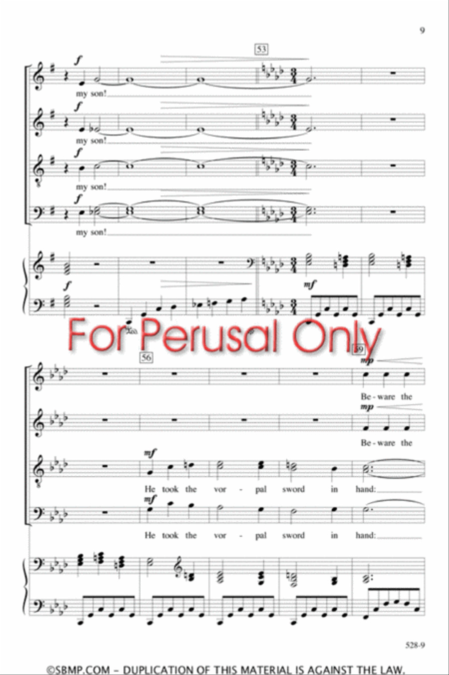 Jabberwocky - SATB Octavo 4-Part scores gallery preview page 8