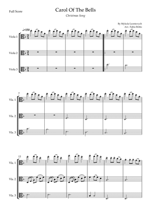 Carol Of The Bells (Christmas Song) for Viola Trio (D Minor)