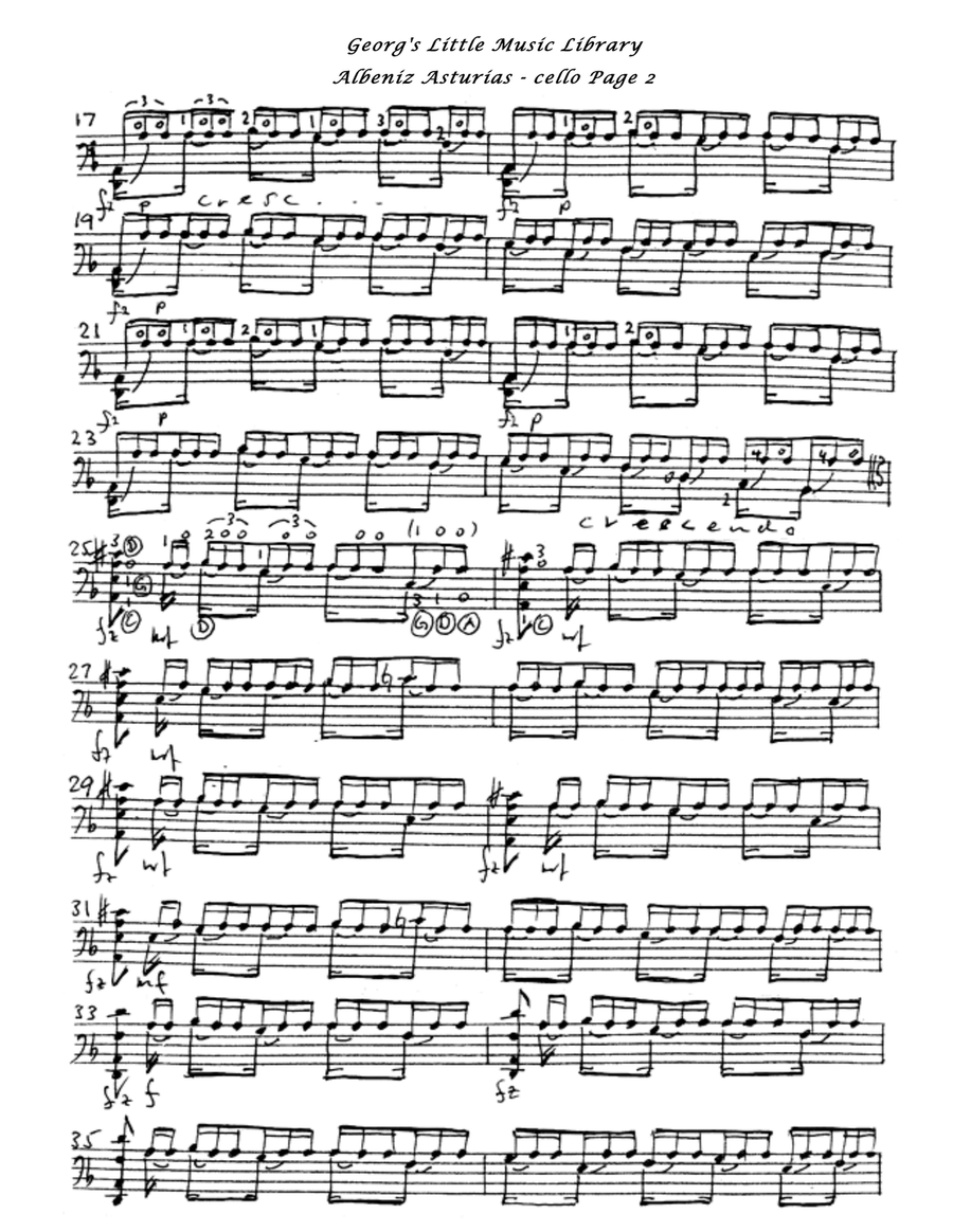 Albeniz Asturias for cello solo Cello Solo scores gallery preview page 5